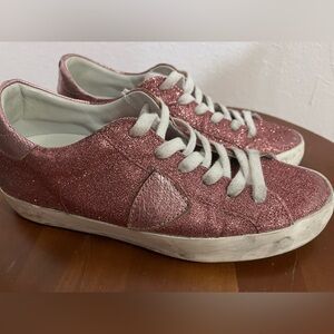 Phillipe Model Pink Glitter Sneakers